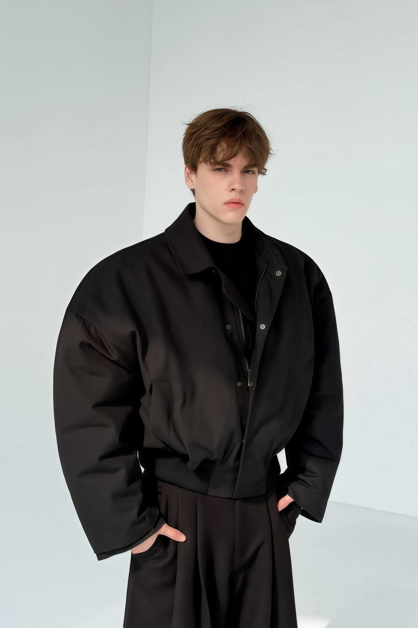 Thor black cinched-waist cropped cotton jacket