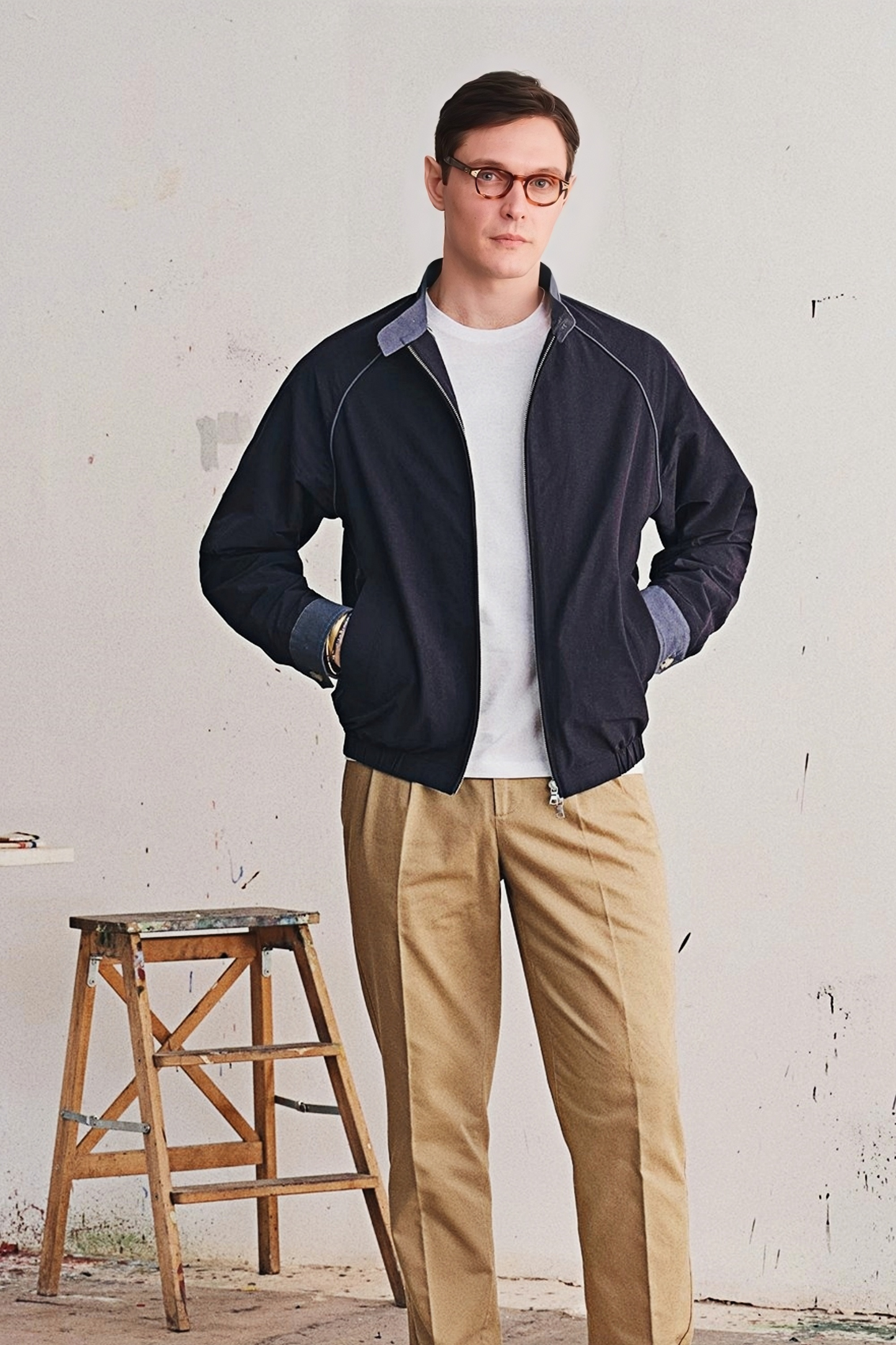 Ragnar color-blocking standing-collar jacket