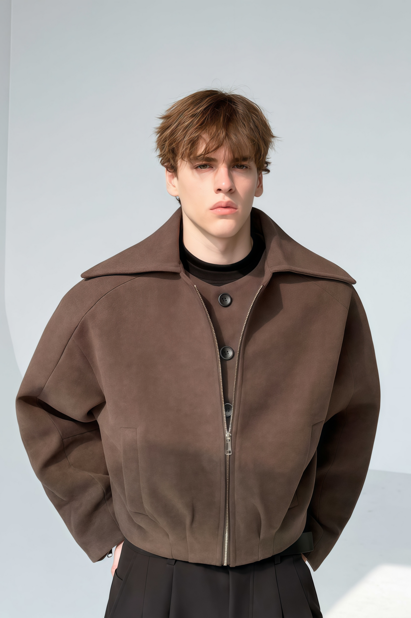 Raven brown mock two-piece jacket