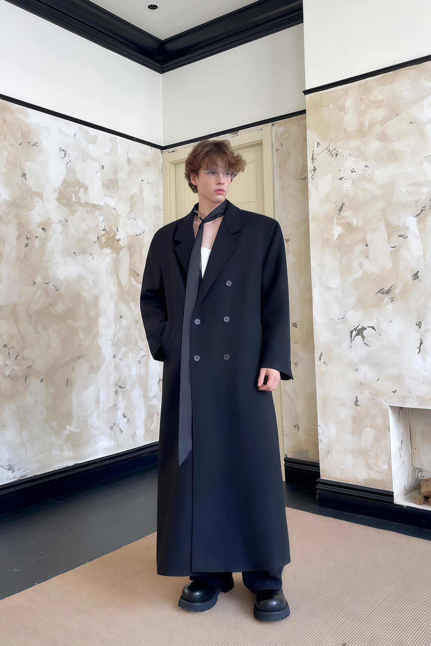 معطف طويل أسود من Alaric