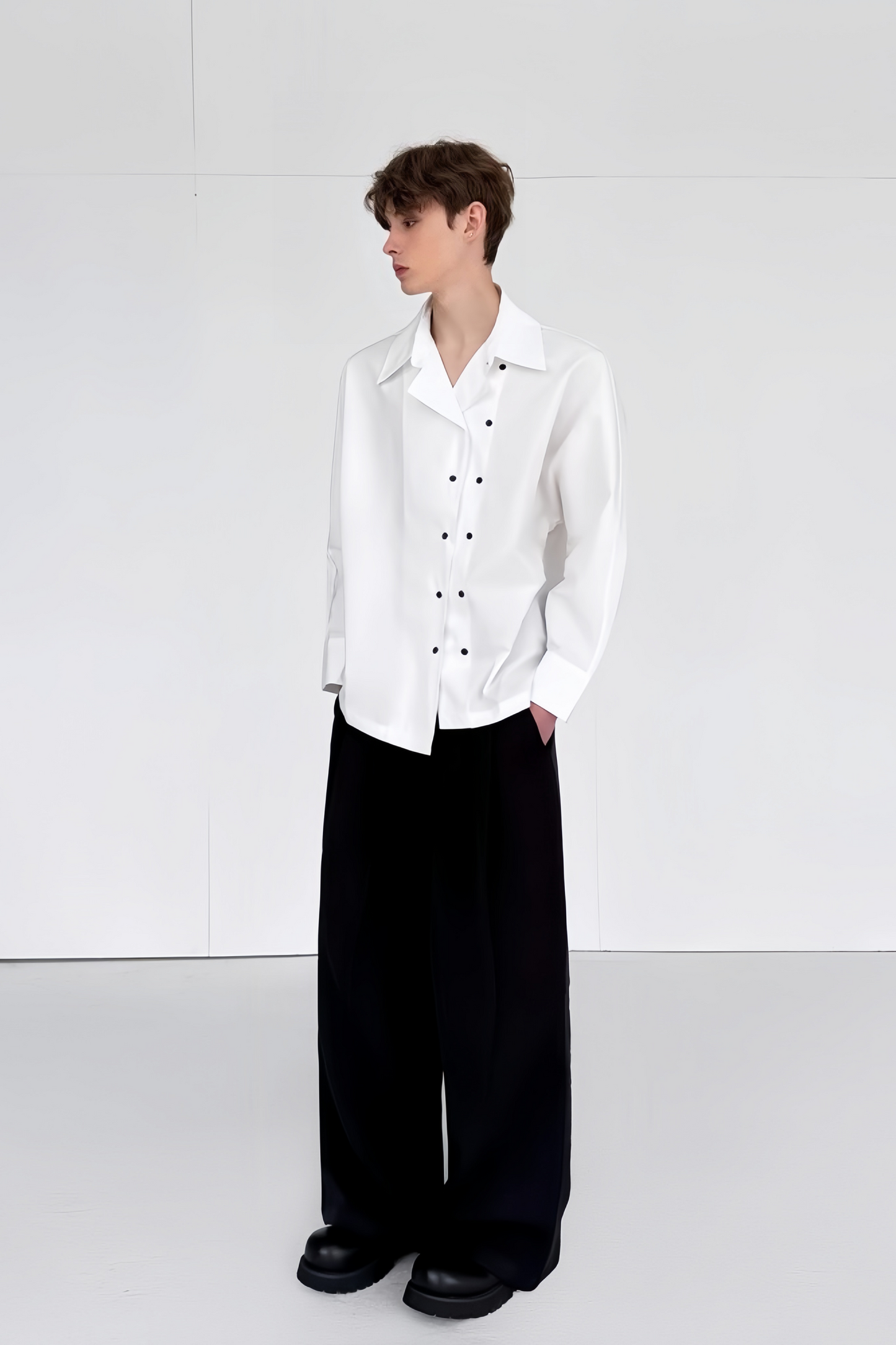 Henri white double-breasted shirt