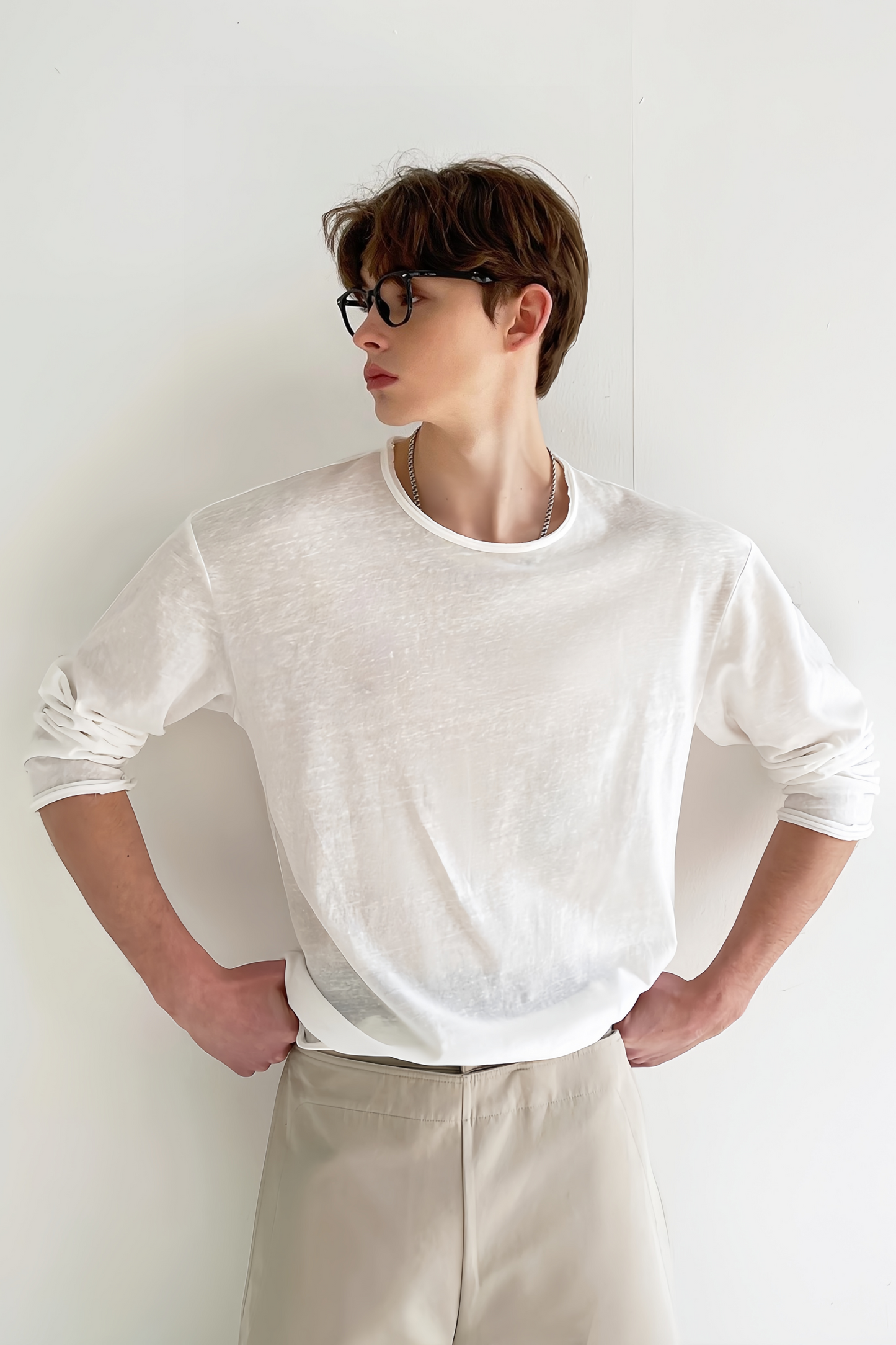 Jack white crochet-knit long-sleeve jersey