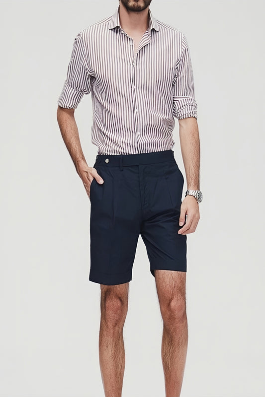 Elon navy-blue straight-cut shorts