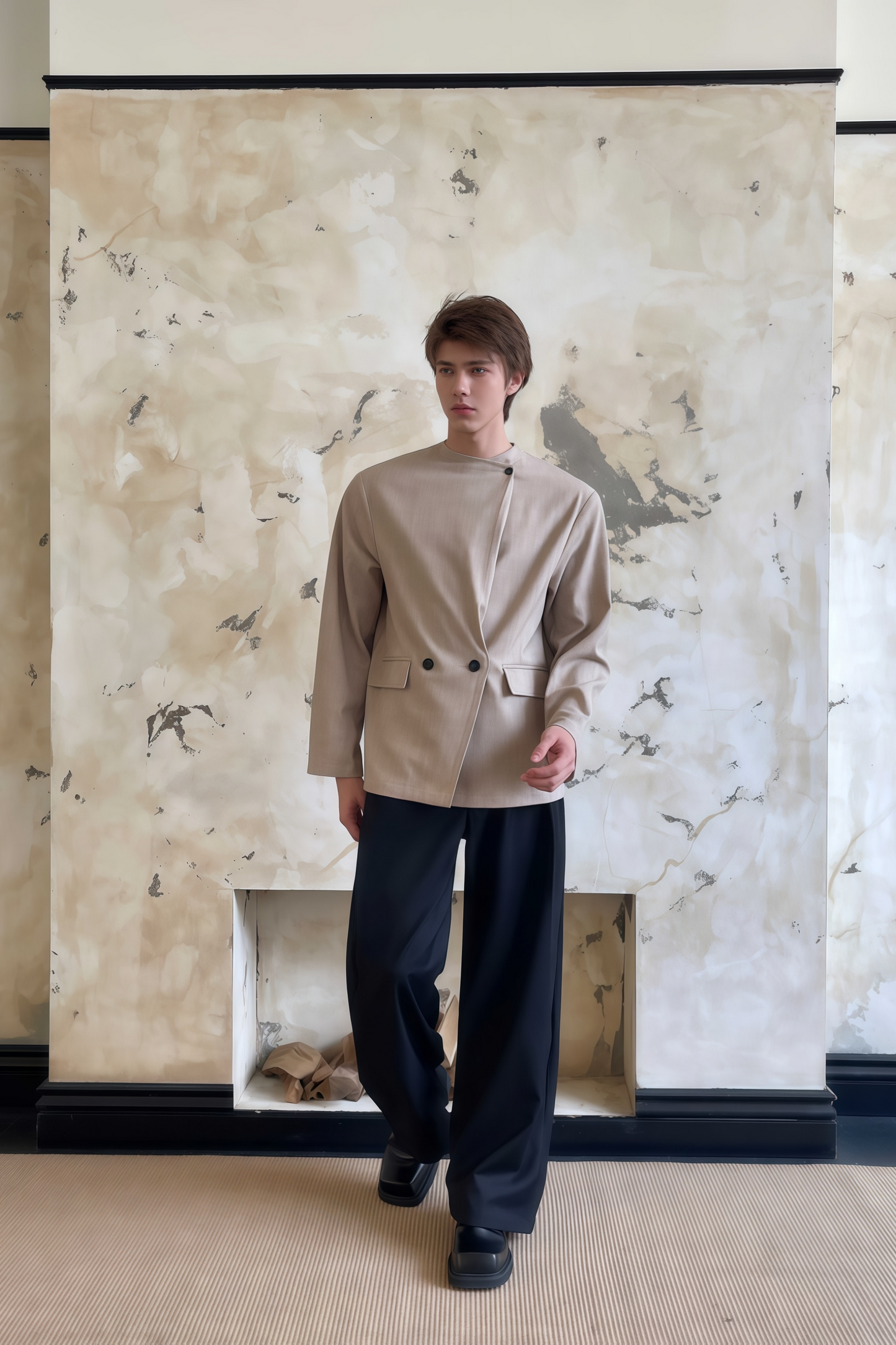 Silas khaki asymmetric shirt