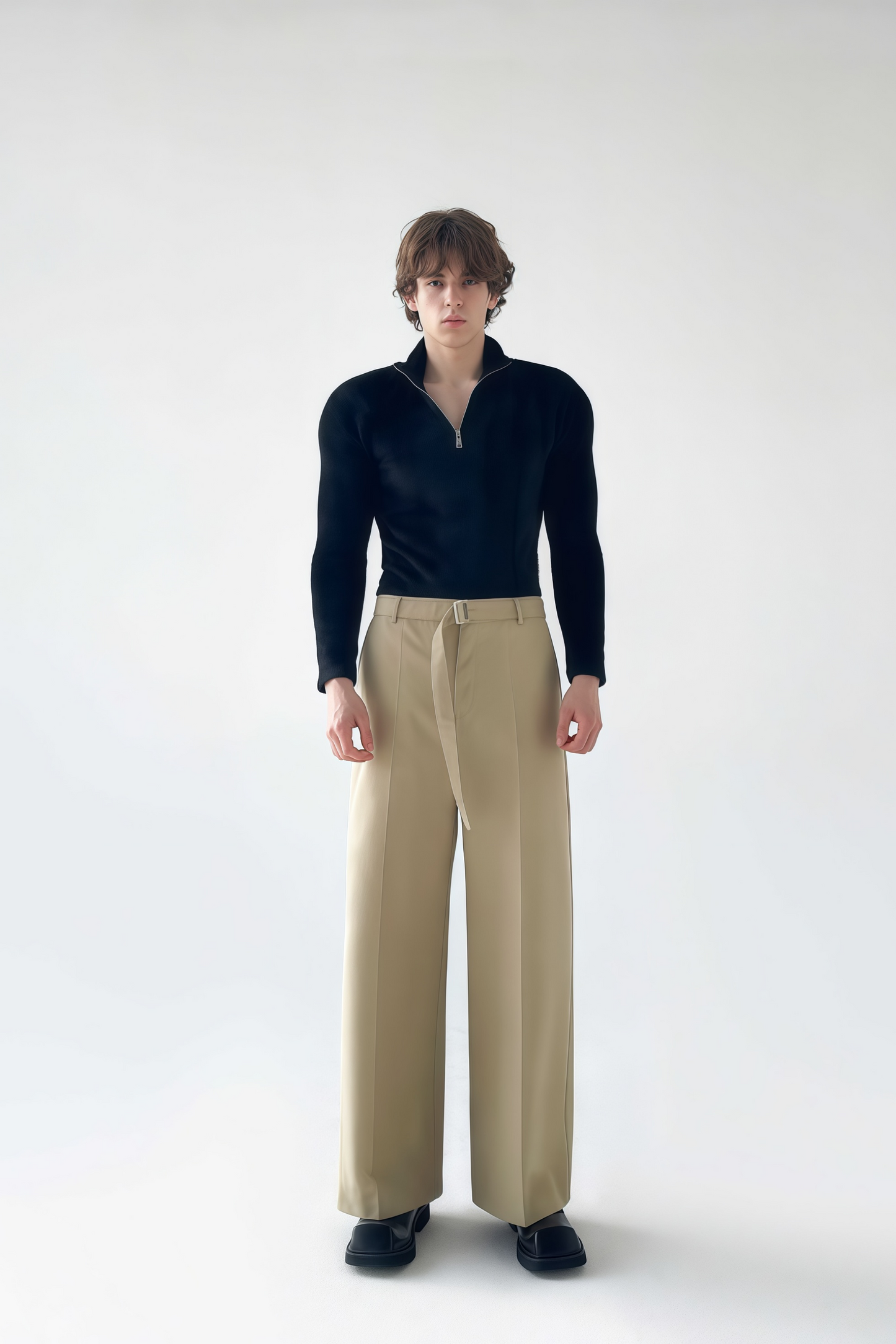 بنطلون واسع الساق من آدم باللون الكاكي