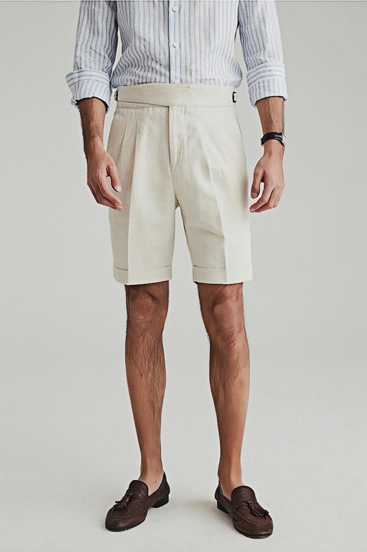 Leo white straight-cut shorts