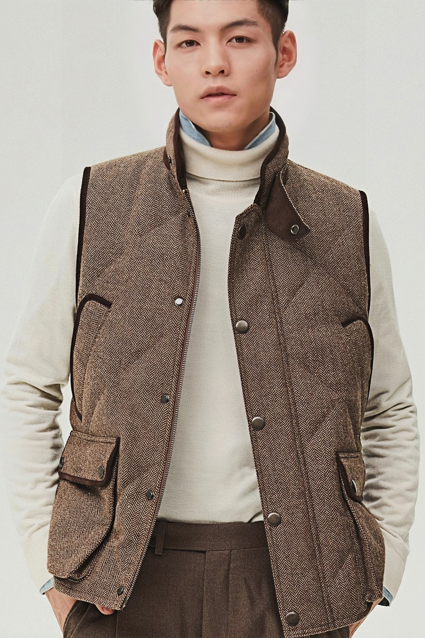 Theo brown sleeveless jacket
