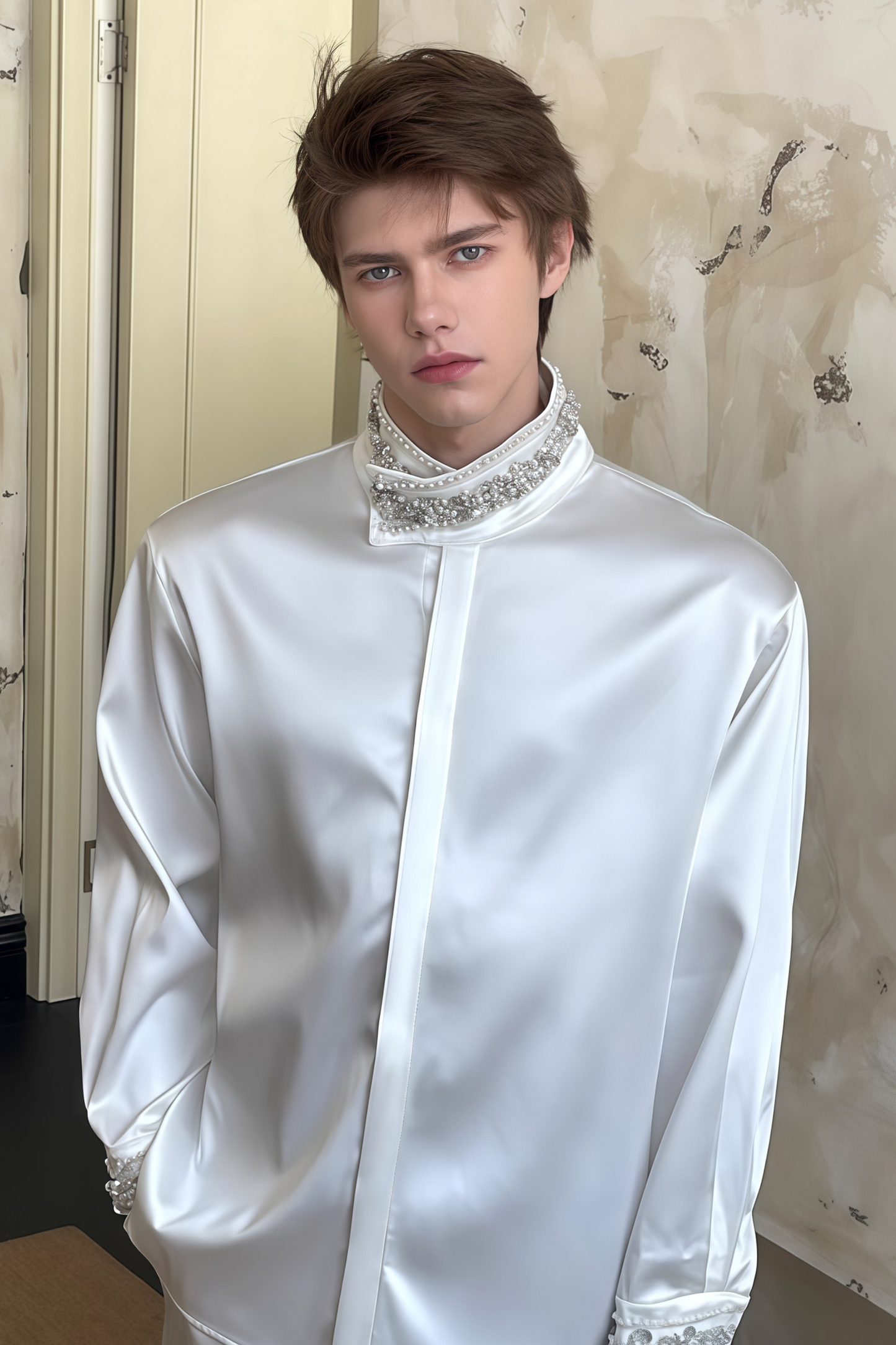 Jasper white crystal-embellished shirt