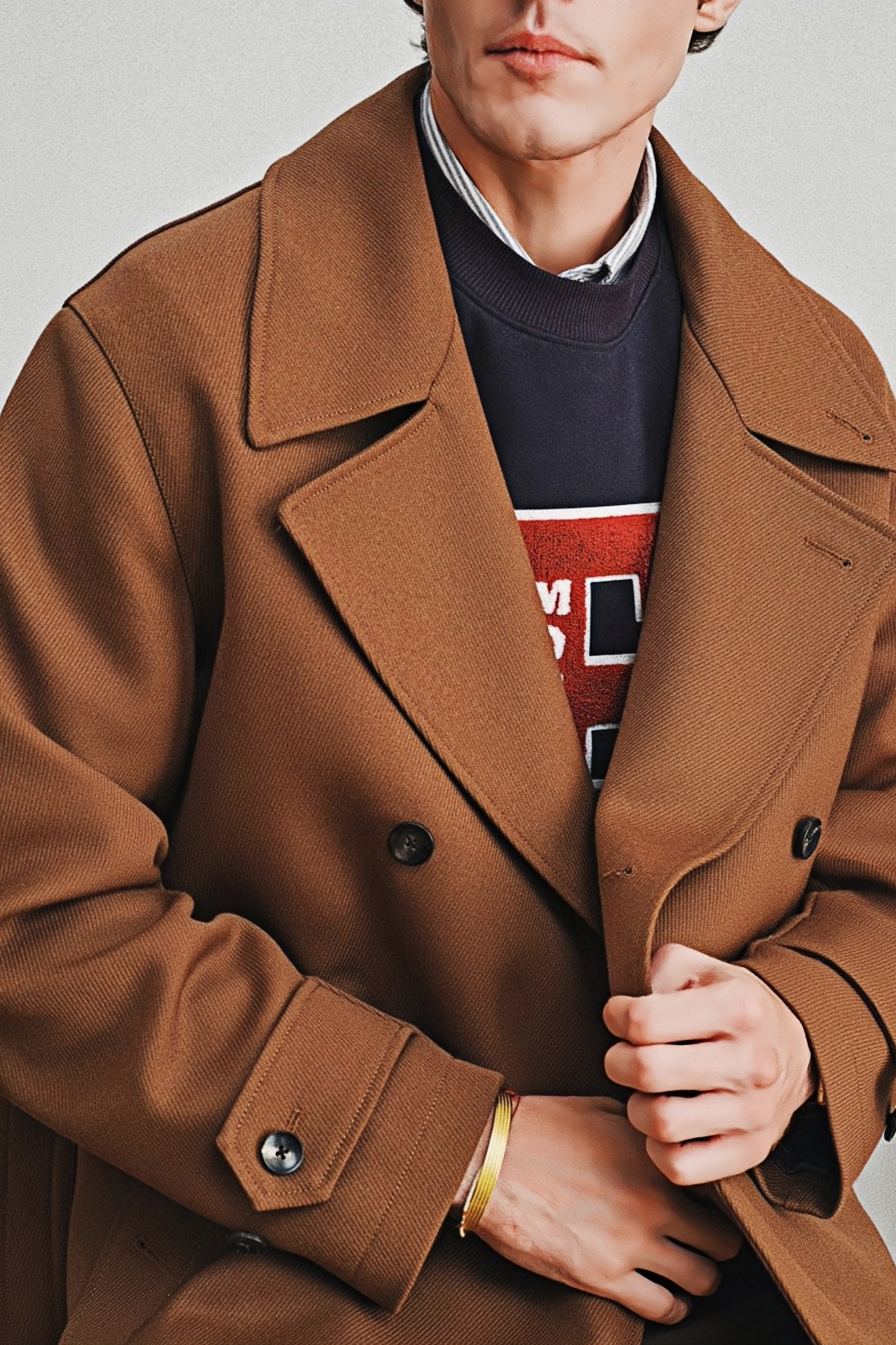 معطف بنديكت بني متوسط الطول