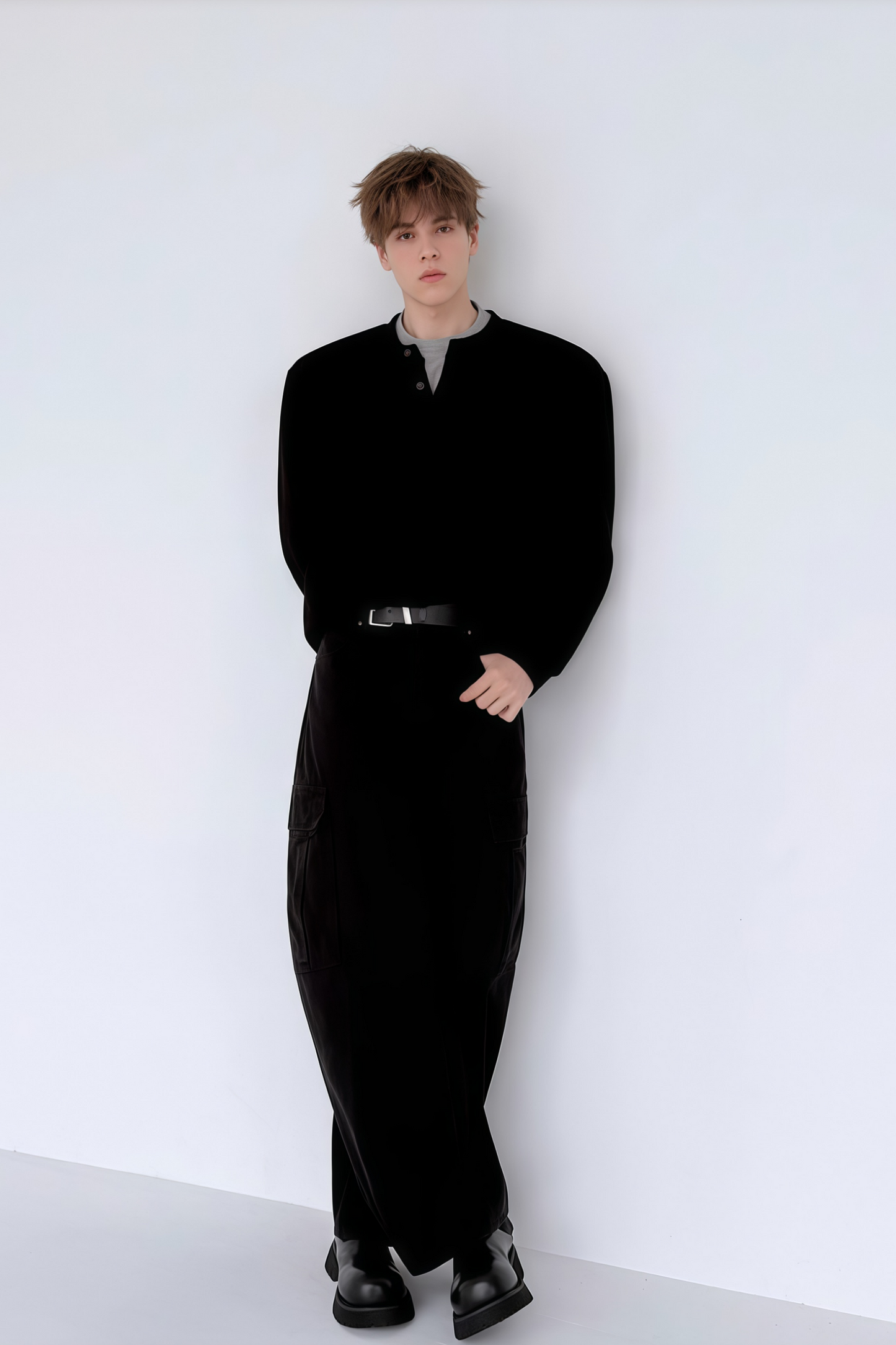 Théo black mock two-piece sweatshirt