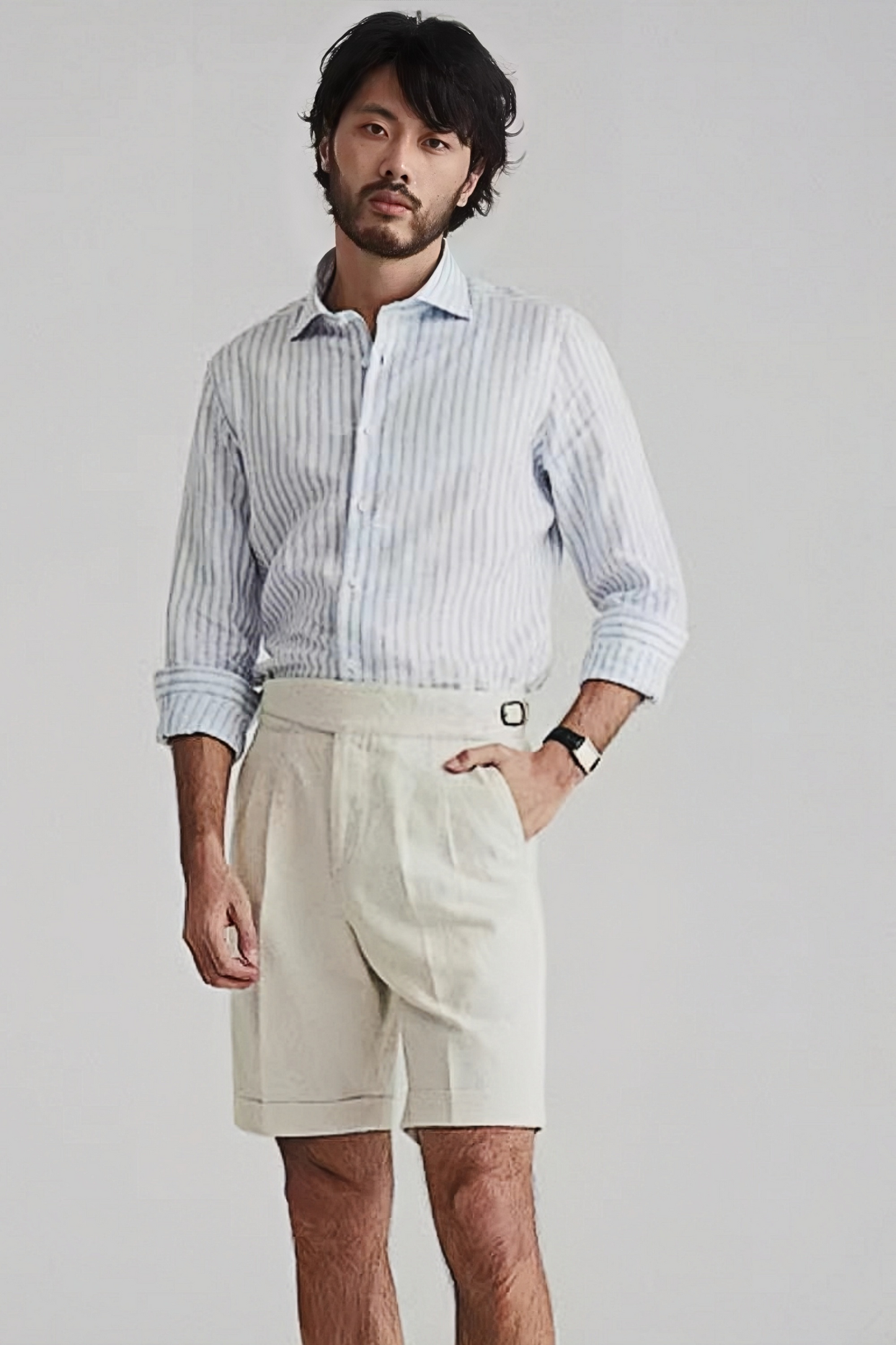 Leo white straight-cut shorts