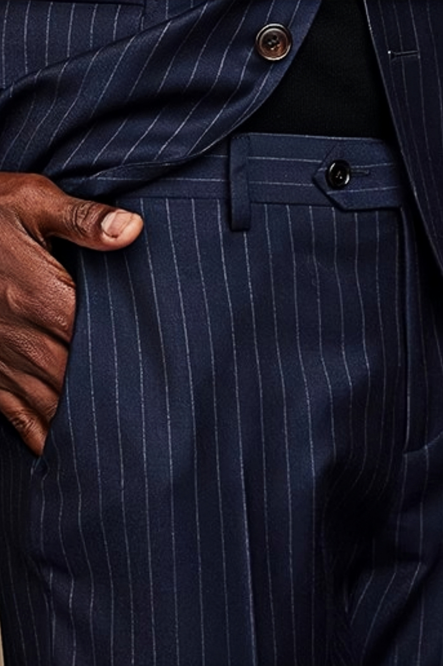 Peregrine navy-blue stripe-pattern trousers