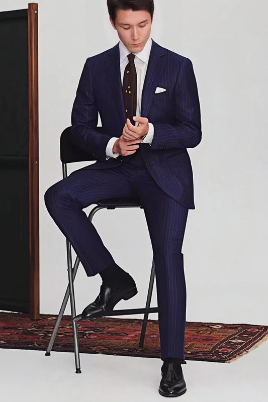 Jasper navy-blue stripe-pattern suit