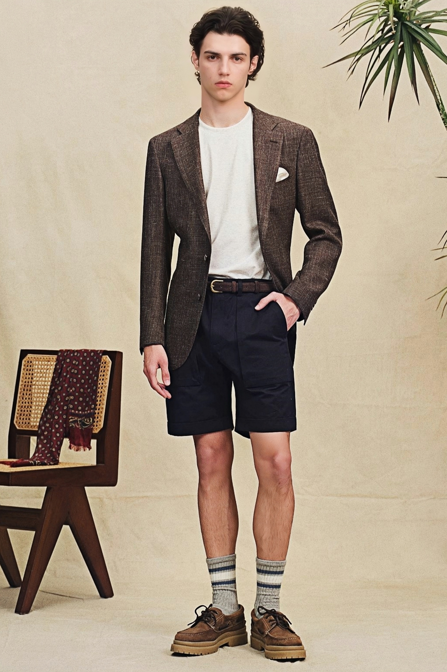 Evander navy-blue straight-cut shorts