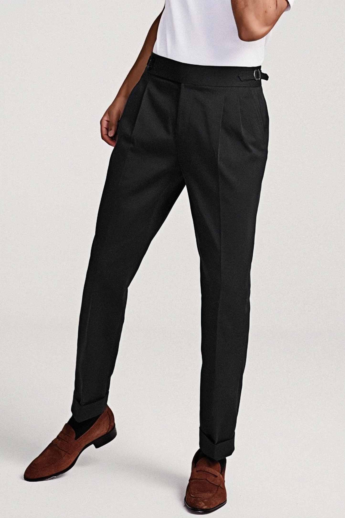 Liam black twill trousers