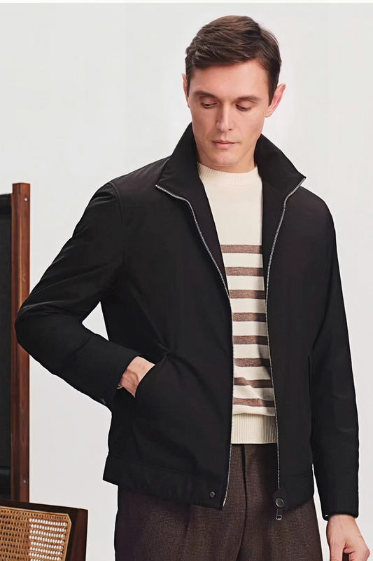 Ryan black standing-collar jacket