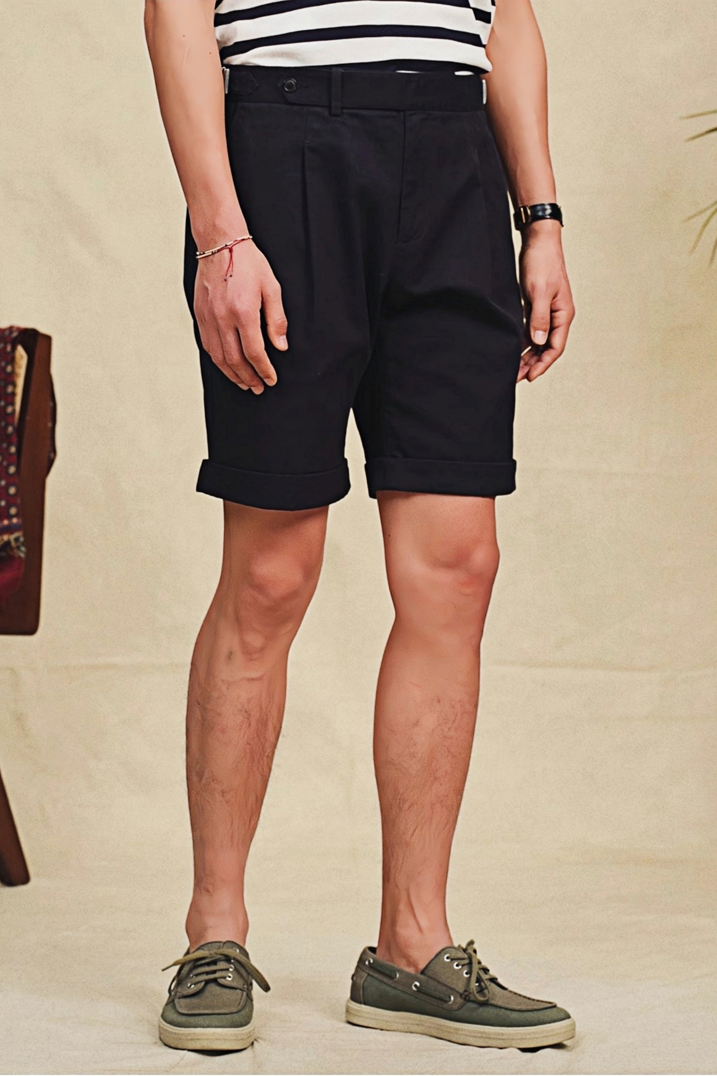 Leo navy-blue straight-cut shorts