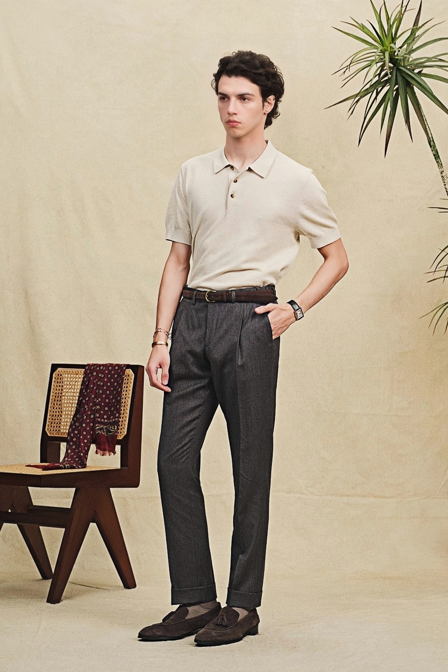 Cassian ivory white cotton polo shirt