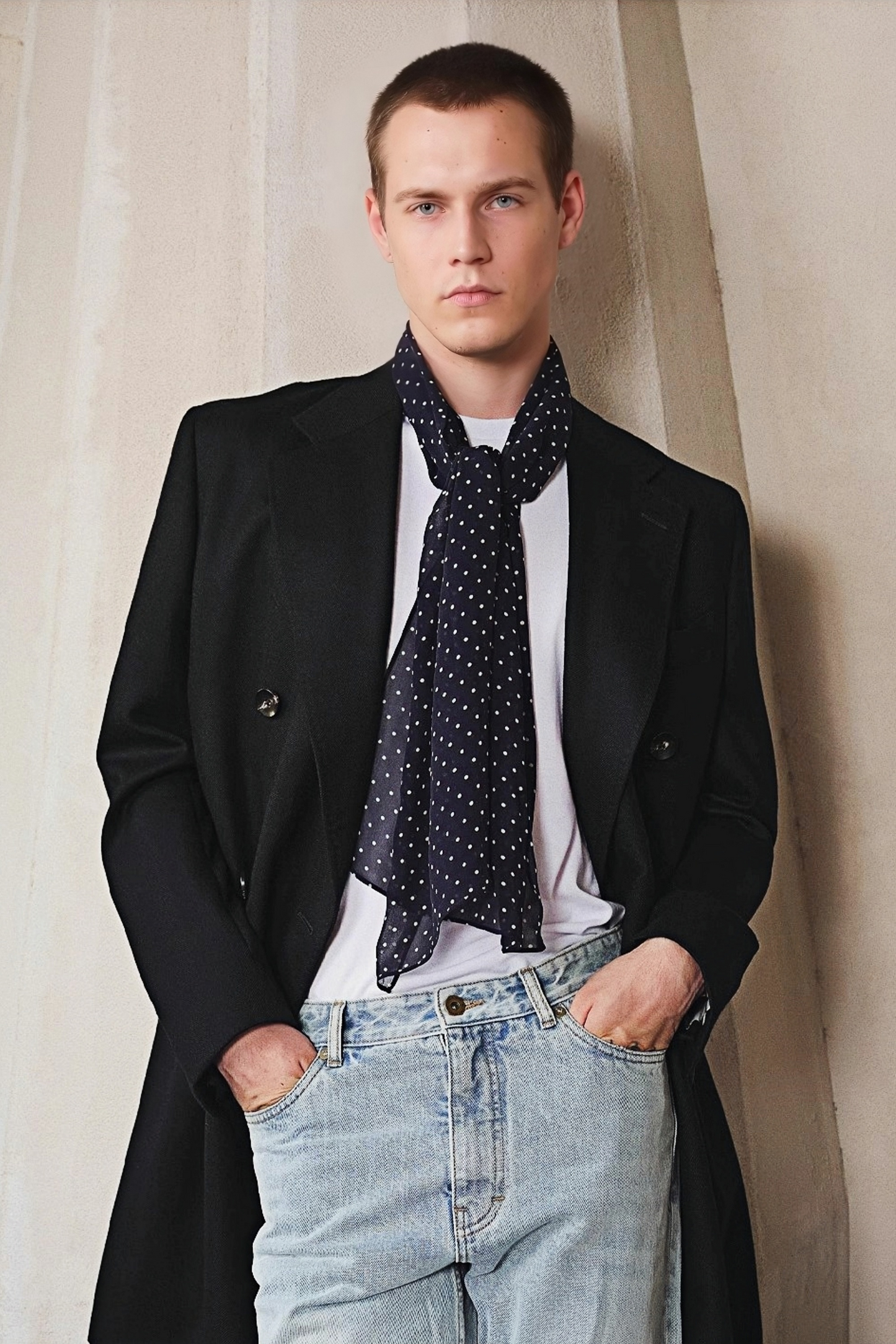 معطف ألكسندر أسود بطول متوسط