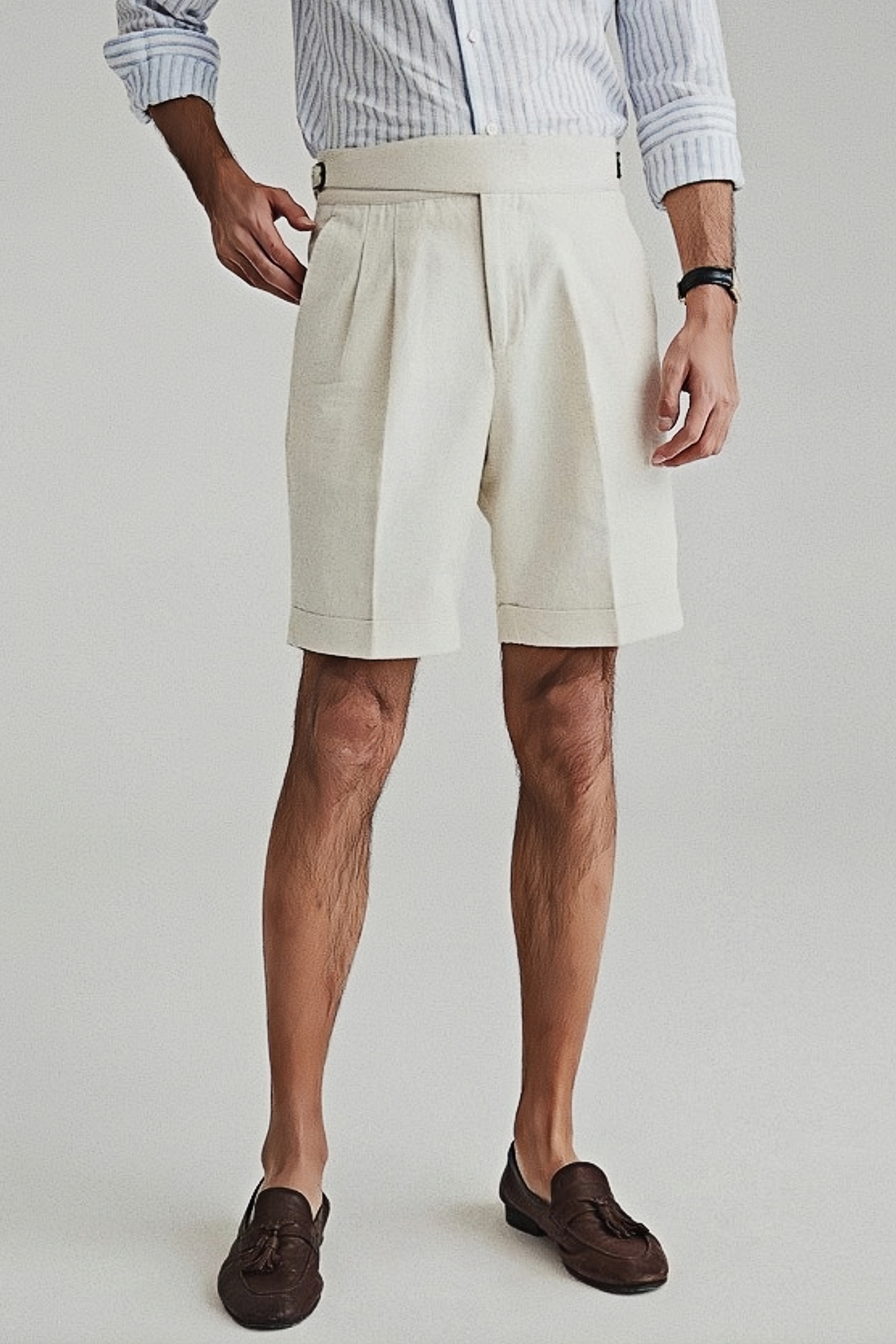 Leo white straight-cut shorts