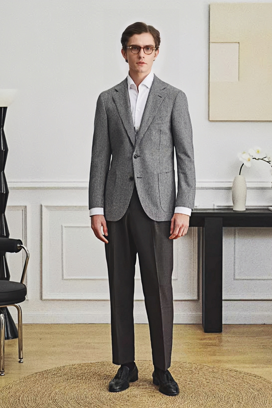 سترة أرلو رمادية داكنة بنقشة مربعة