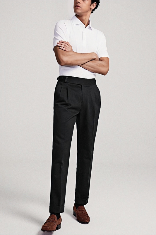 Liam black twill trousers