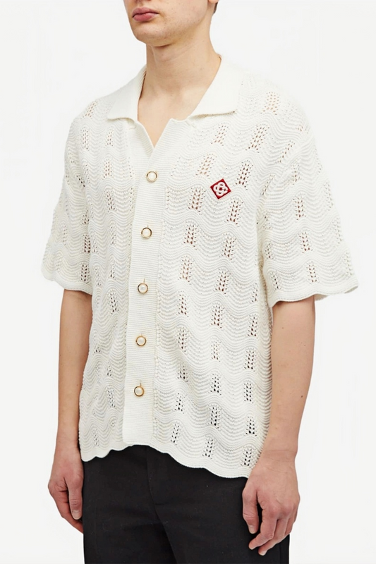Oliver Off-white crochet short-sleeve shirt