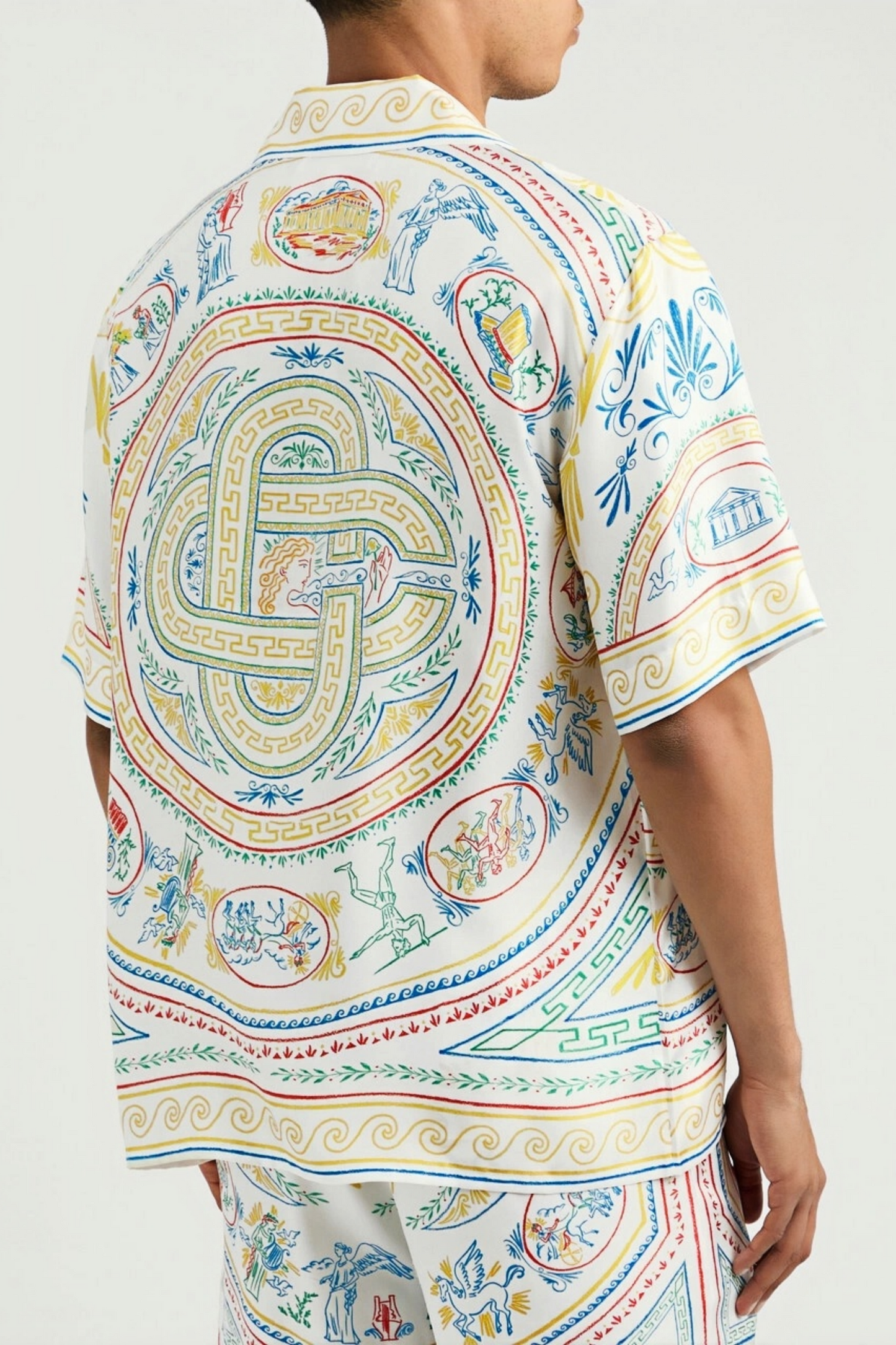 John white and multicolored mythical print short-sleeve shirt