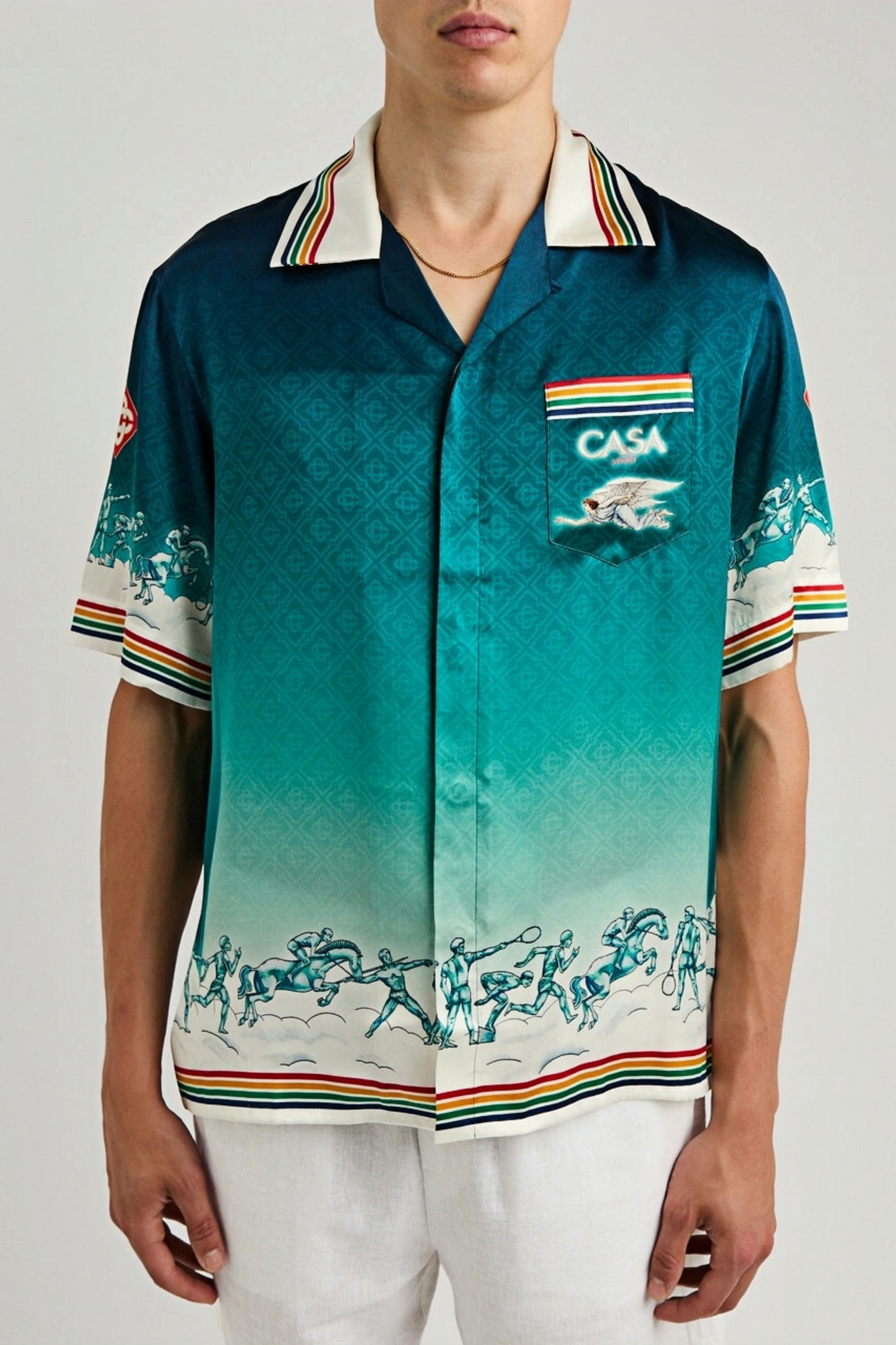 Aiden blue sporty print short-sleeve shirt