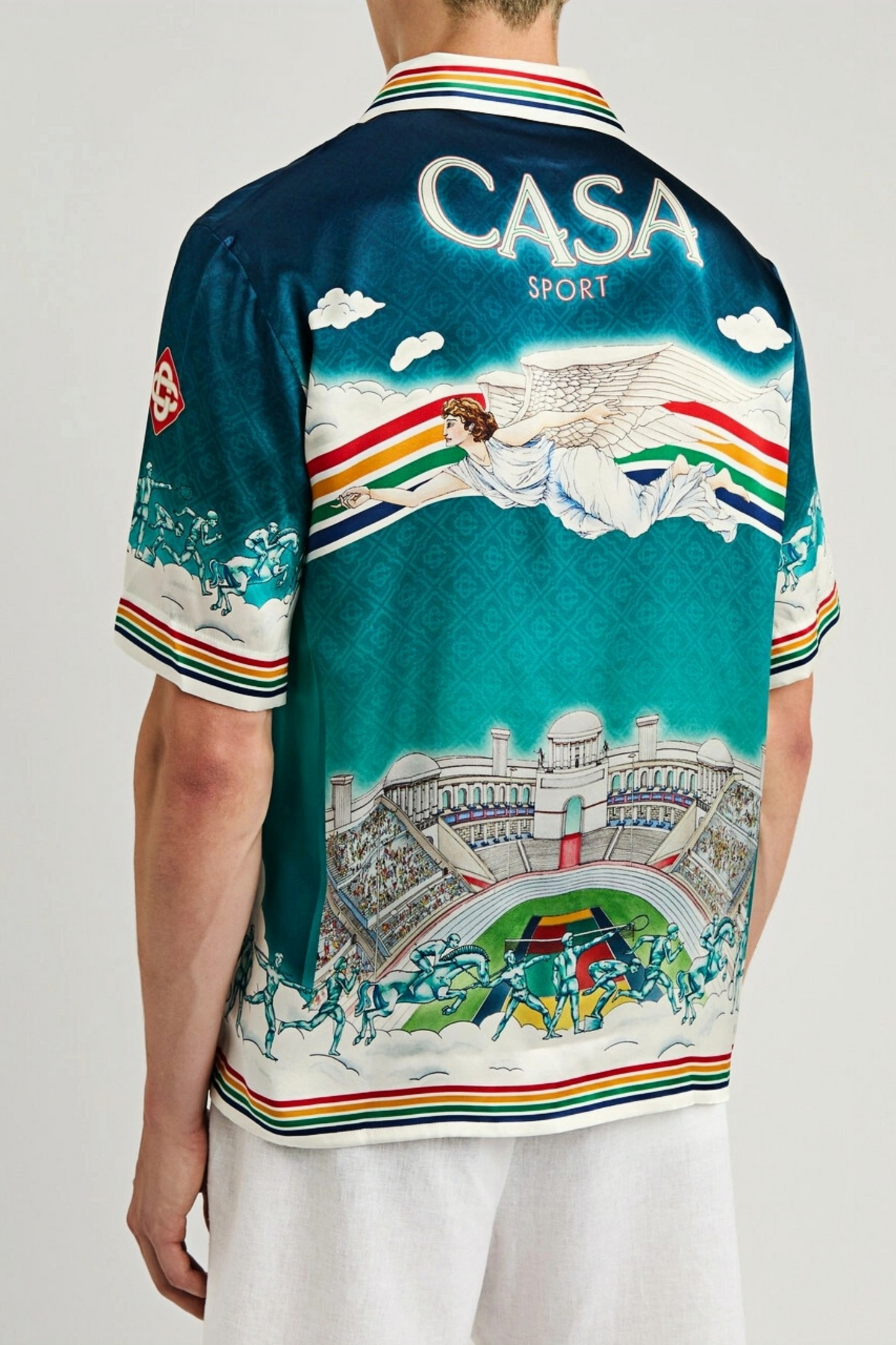 Aiden blue sporty print short-sleeve shirt