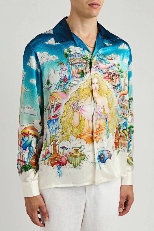 قميص طويل الأكمام من الحرير من Archie white DORIS Artwork