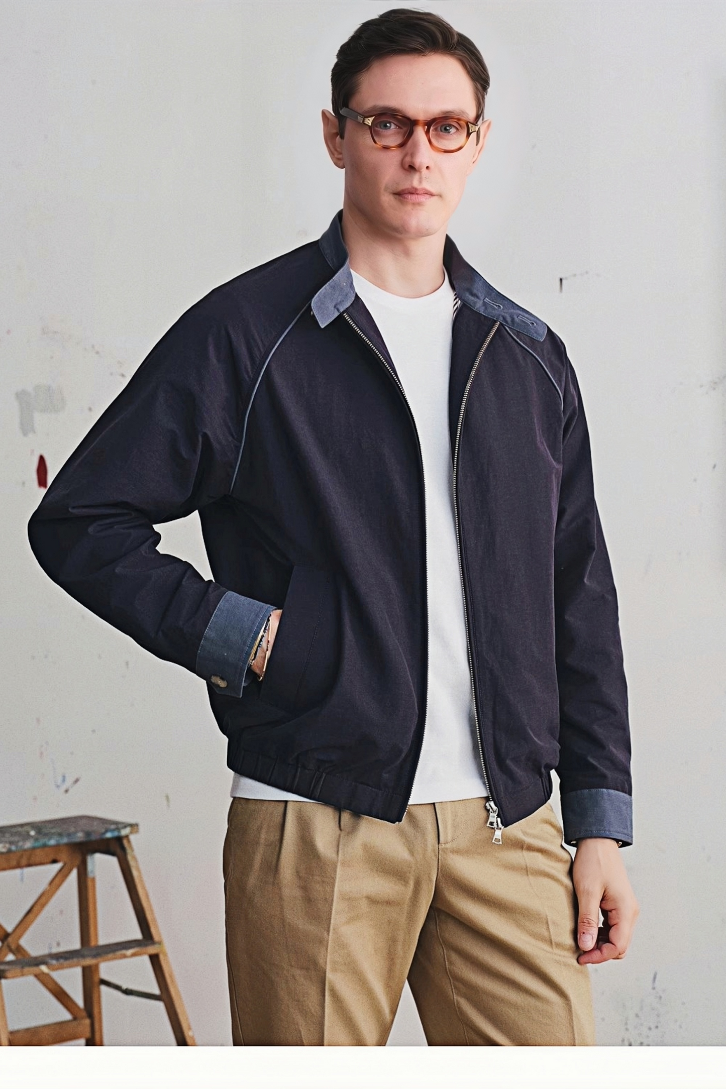 Ragnar color-blocking standing-collar jacket