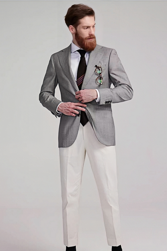 سترة تريستان رمادية بنقشة مربعة