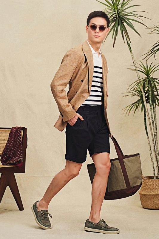 Leo navy-blue straight-cut shorts