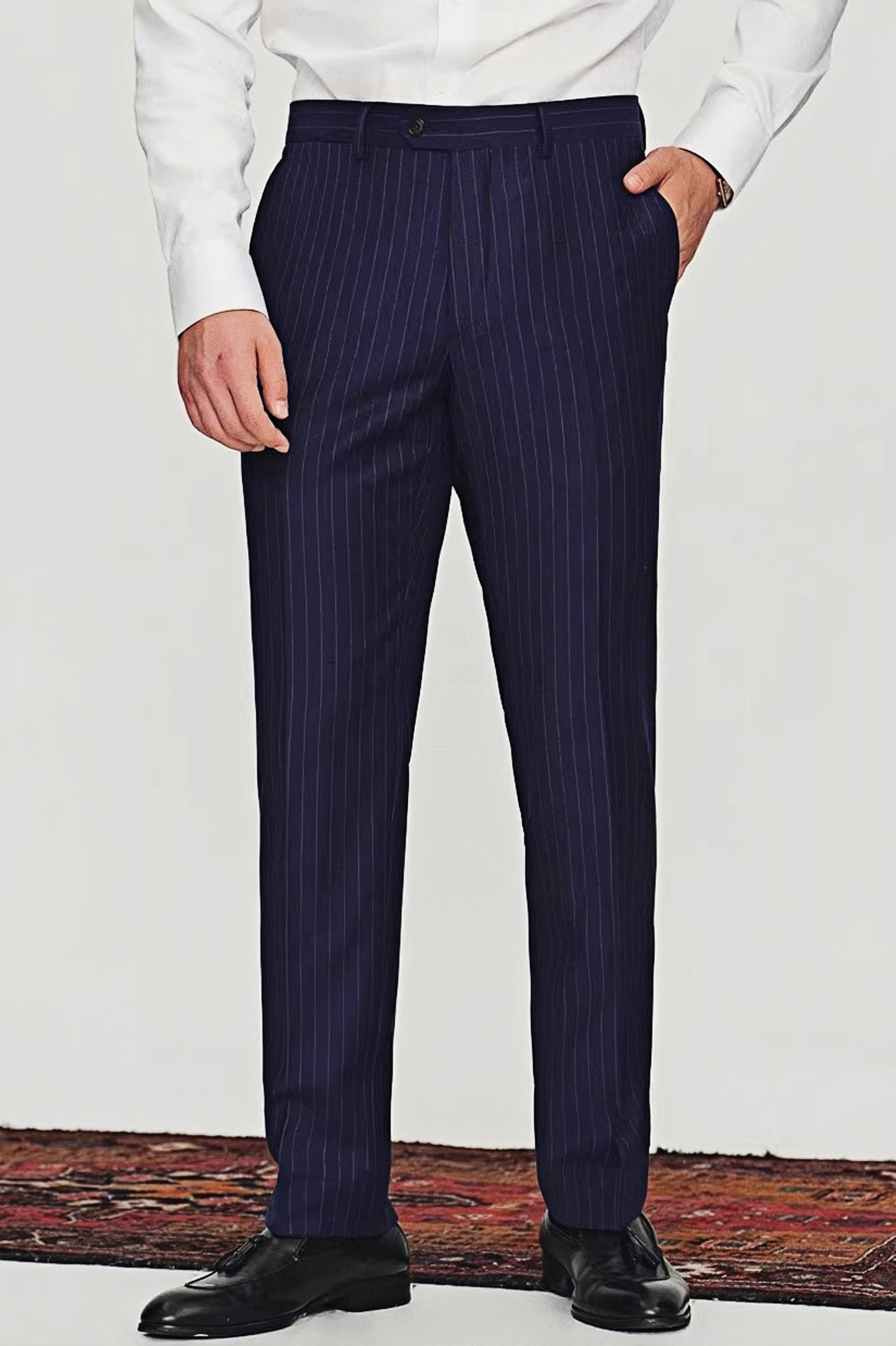 Jasper navy-blue stripe-pattern suit