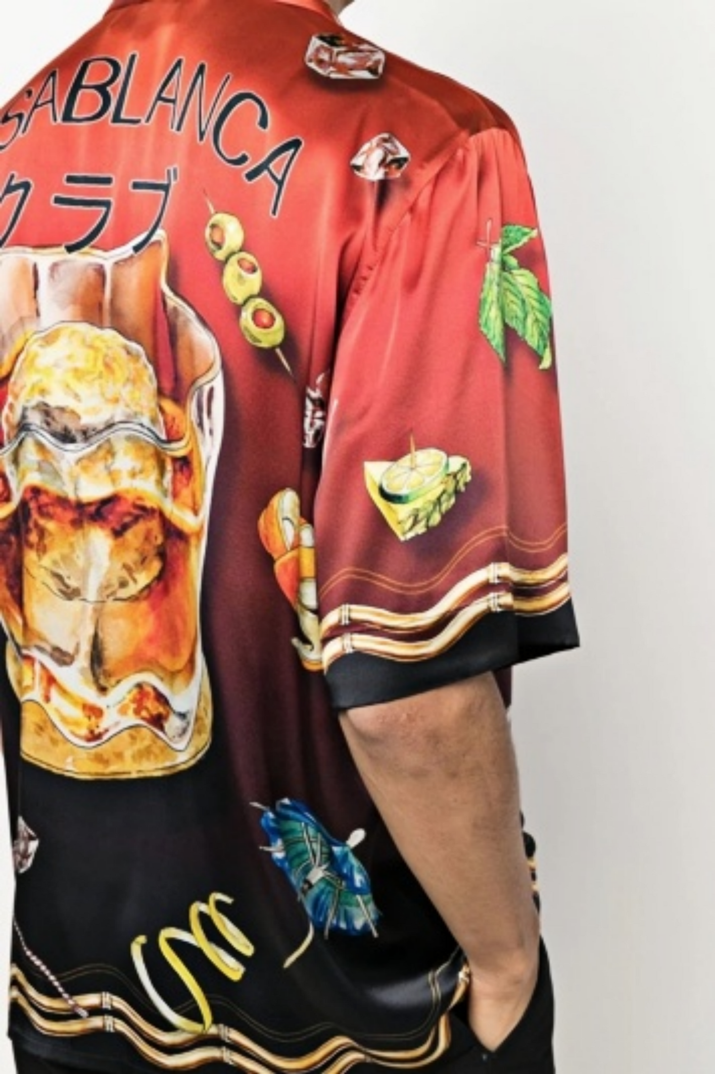 Caleb red party print short-sleeve shirt