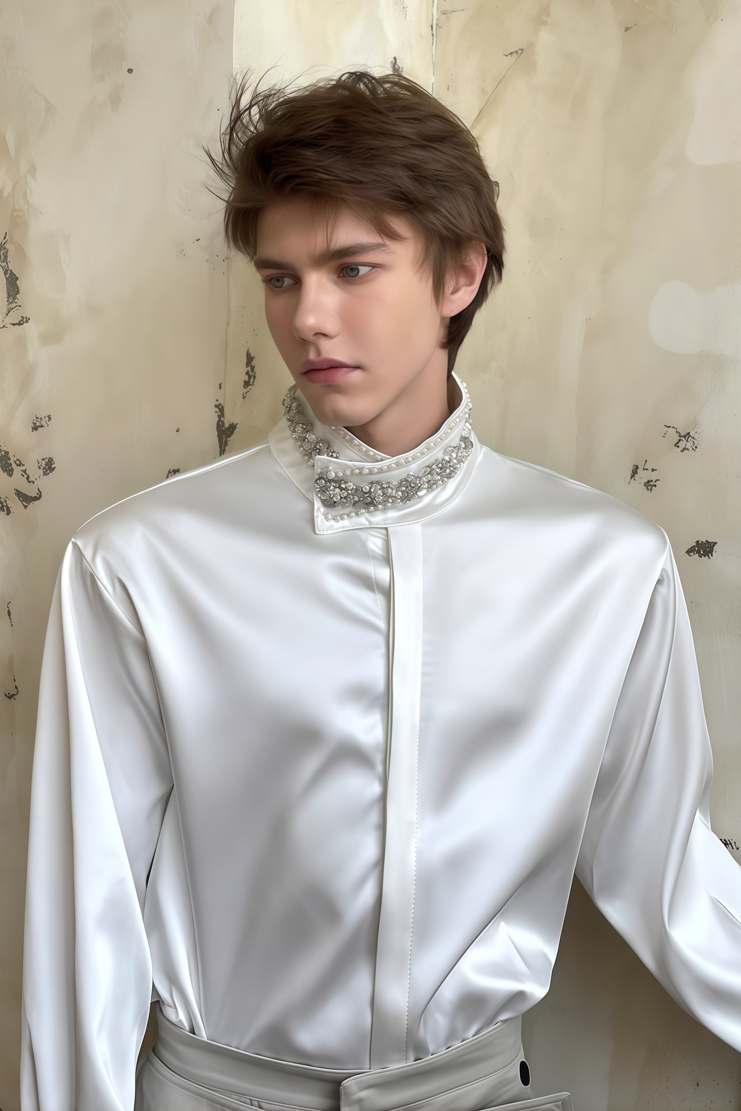 Jasper white crystal-embellished shirt