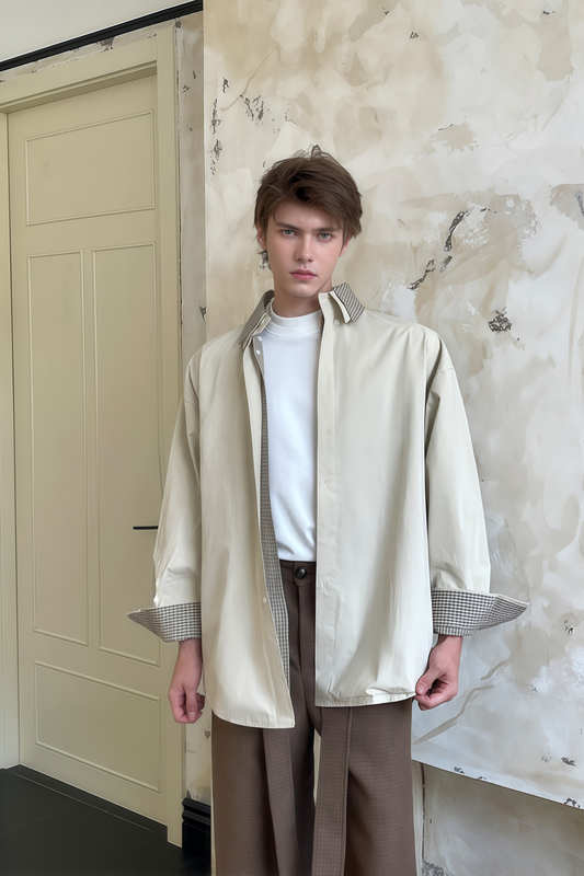 Julian neutrals check-pattern reversible jacket