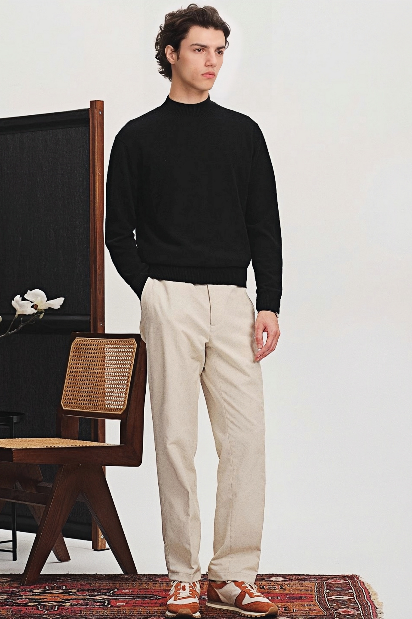 Elliot black mock-neck cashmere sweater