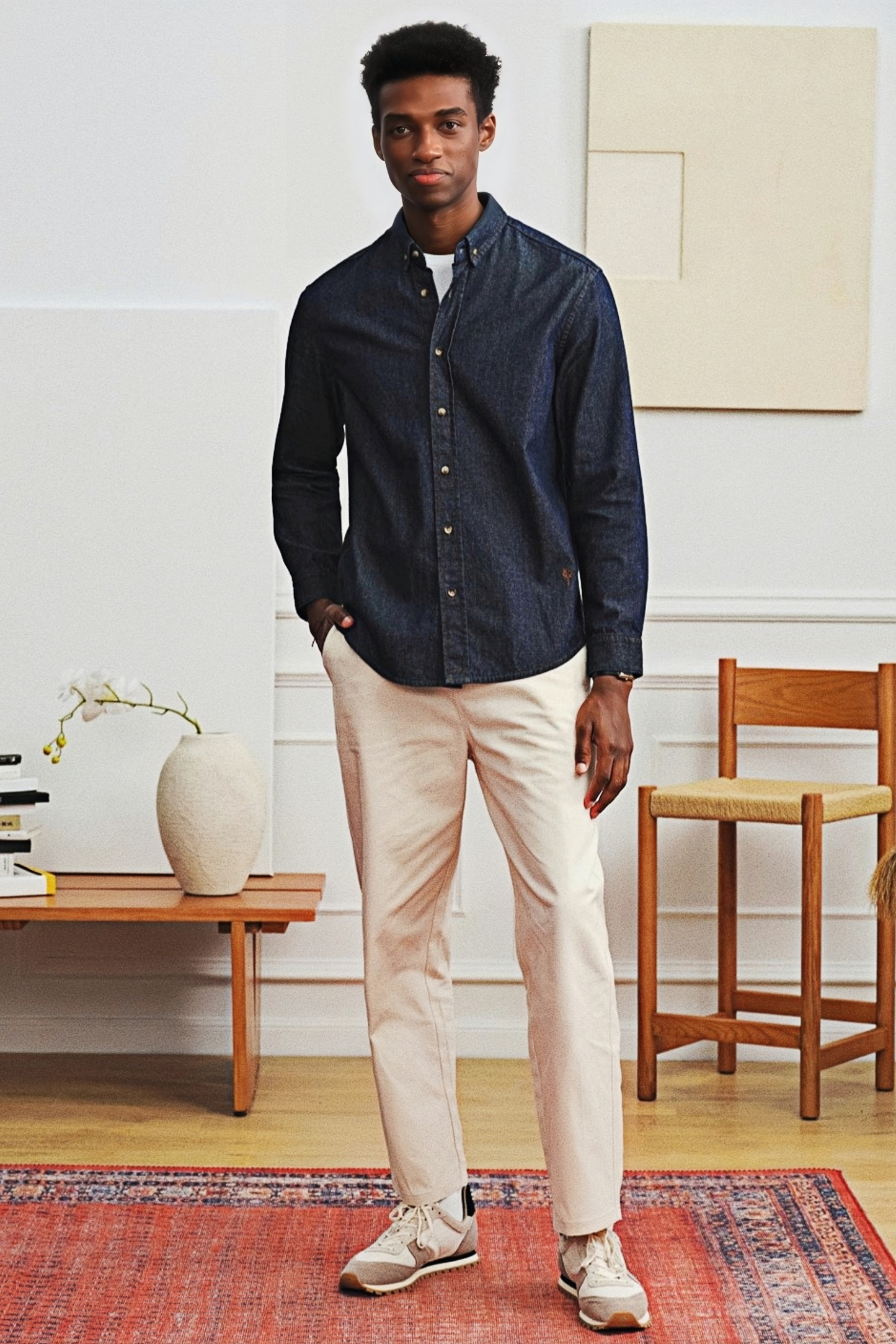 Julian khaki brushed trousers