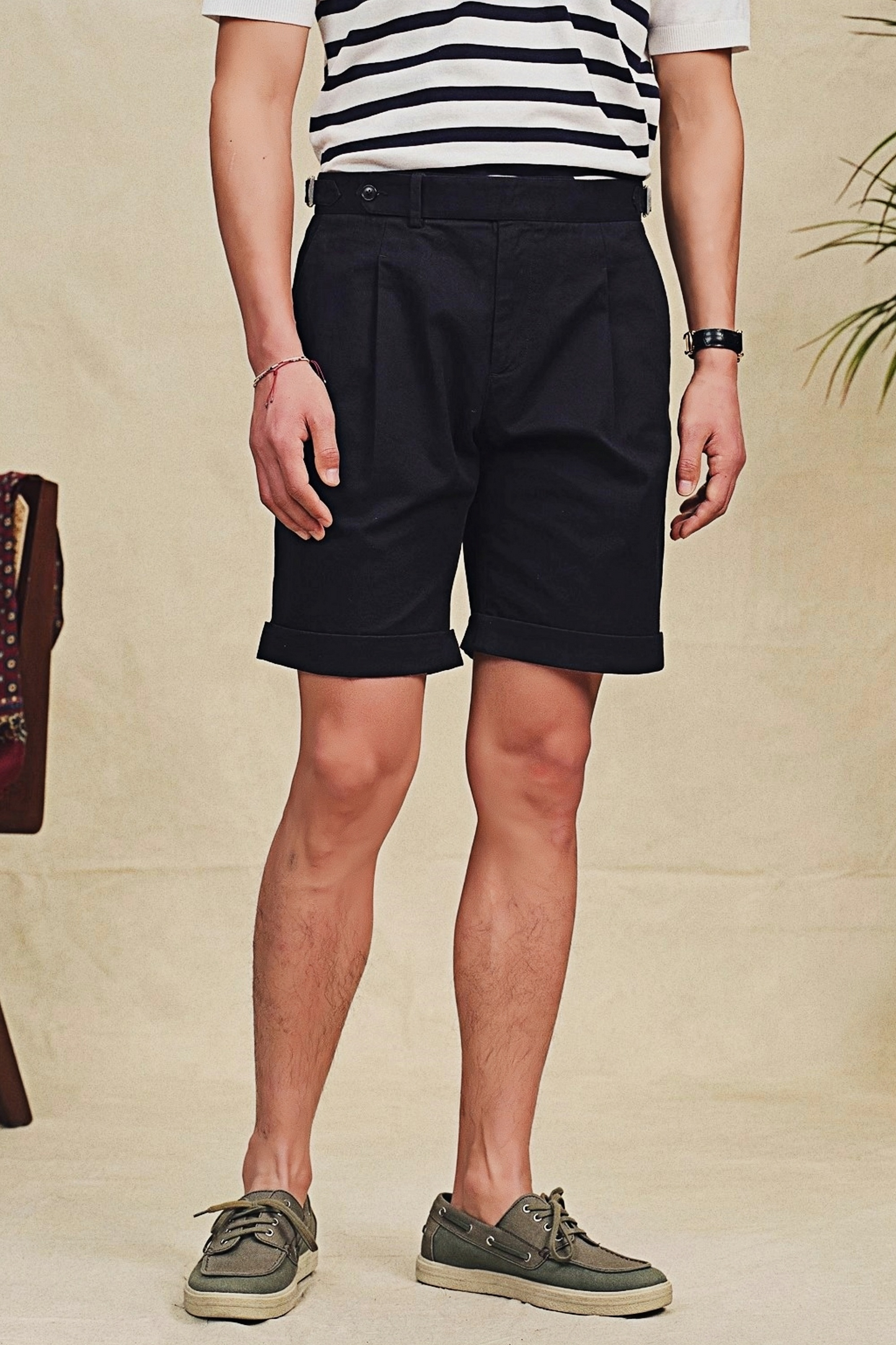 Leo navy-blue straight-cut shorts