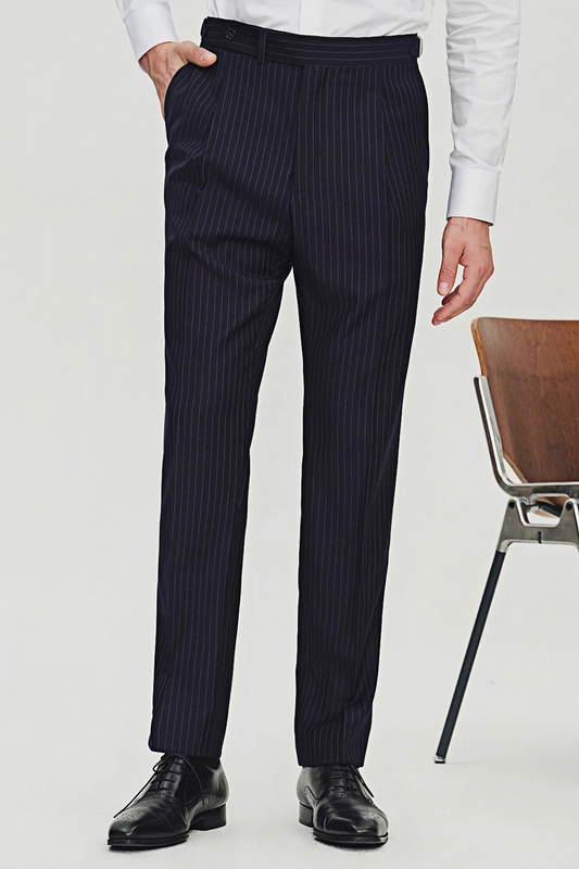 Jasper navy-blue stripe-pattern trousers
