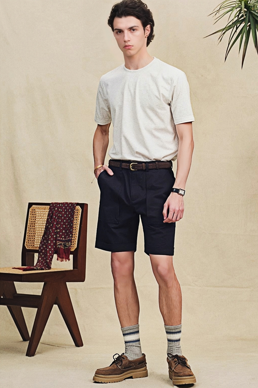 Evander navy-blue straight-cut shorts
