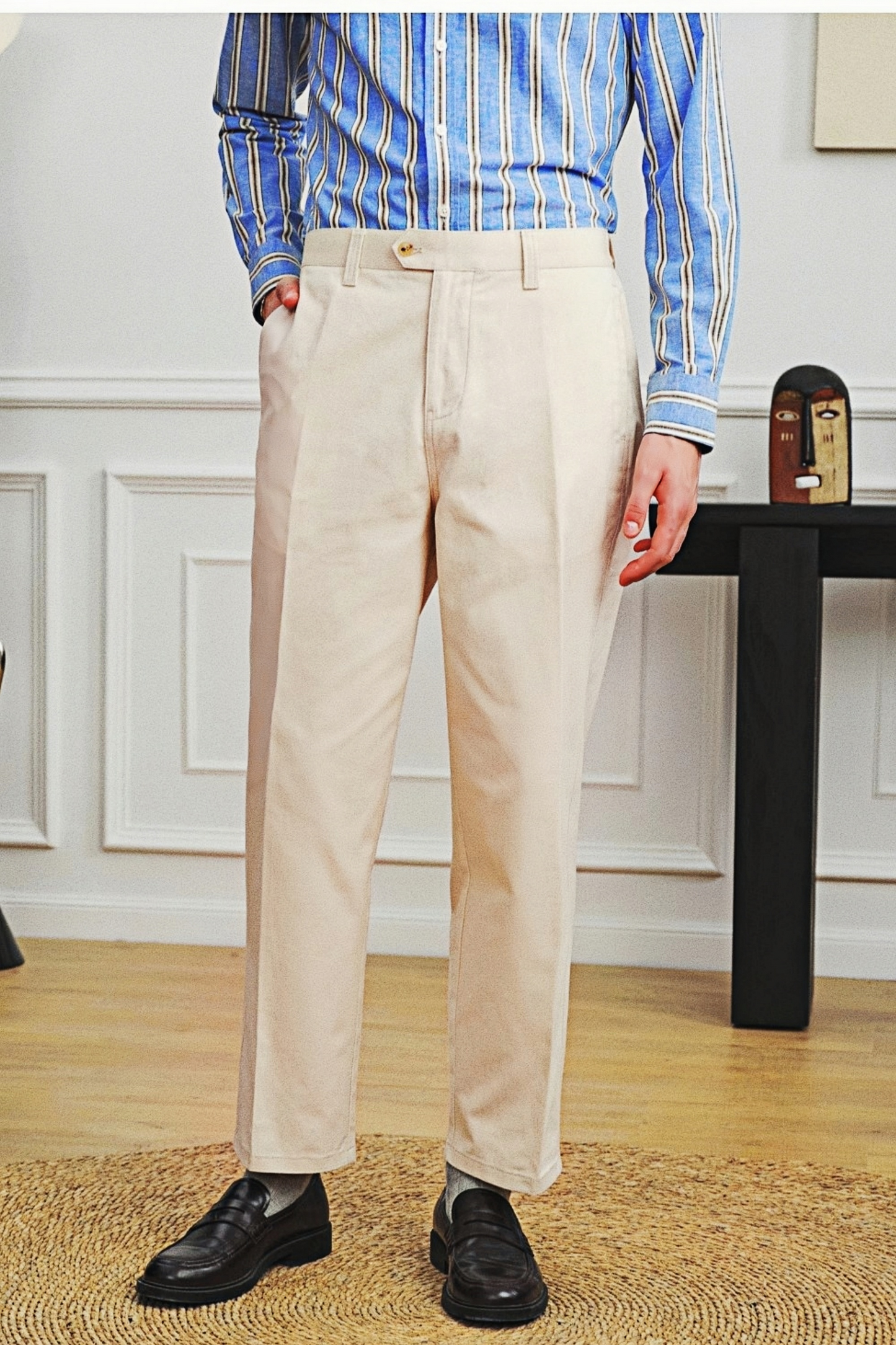 Julian khaki brushed trousers