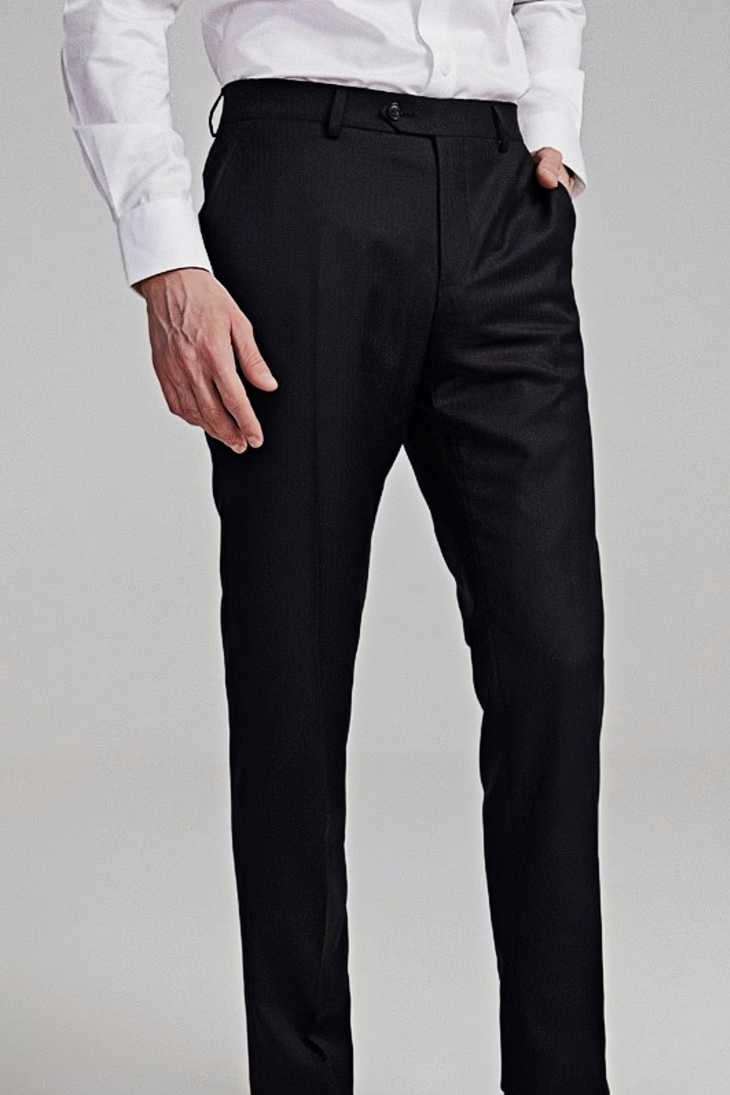 Ethan dark-blue herringbone-pattern trousers