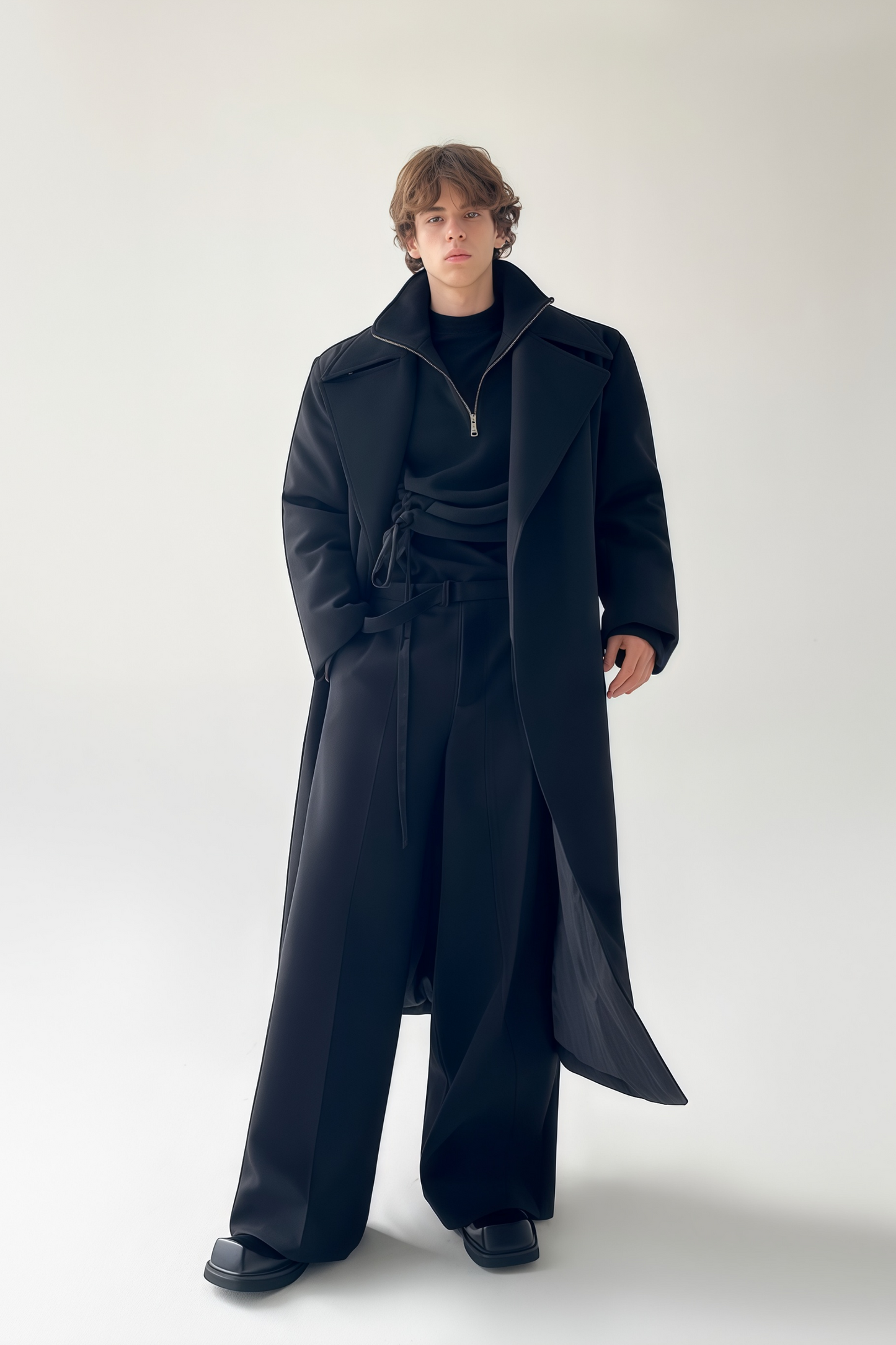 معطف طويل أسود من Benedict