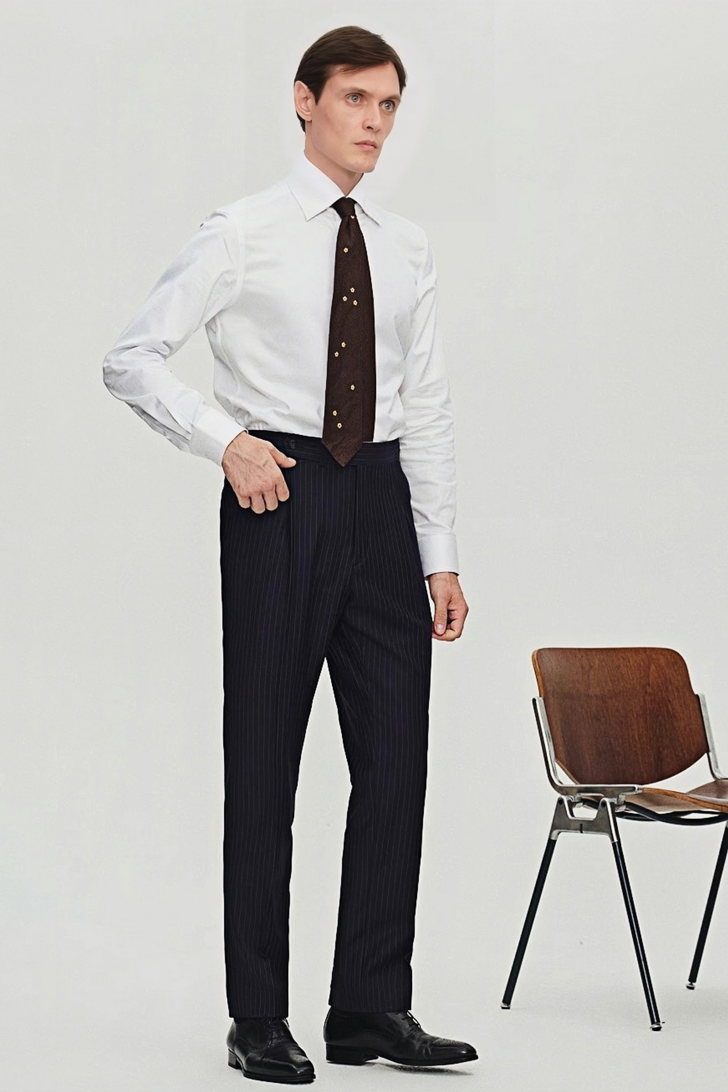 Jasper navy-blue stripe-pattern trousers