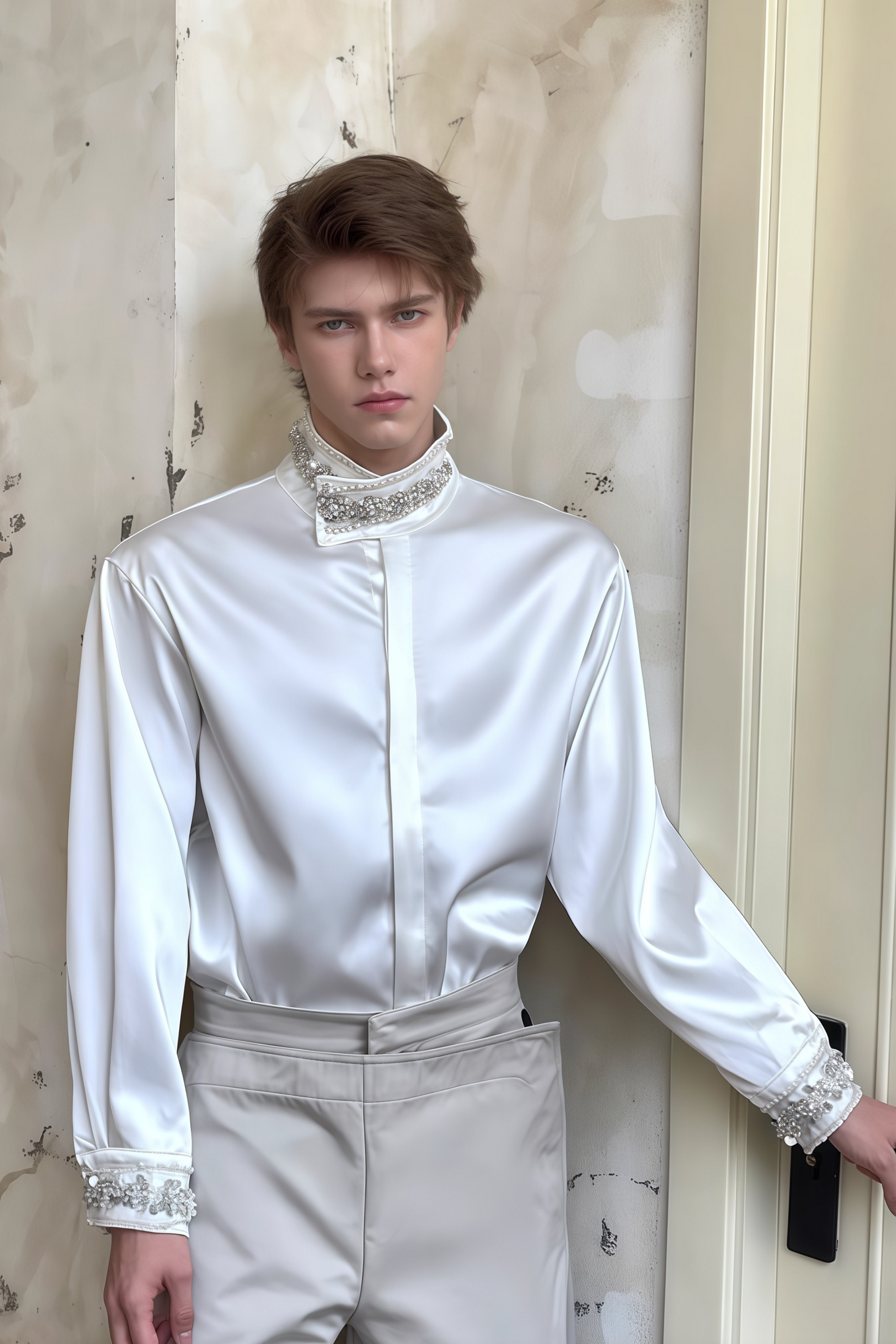 Jasper white crystal-embellished shirt