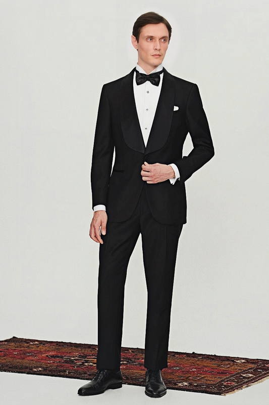 Orion black shawl-lapels suit