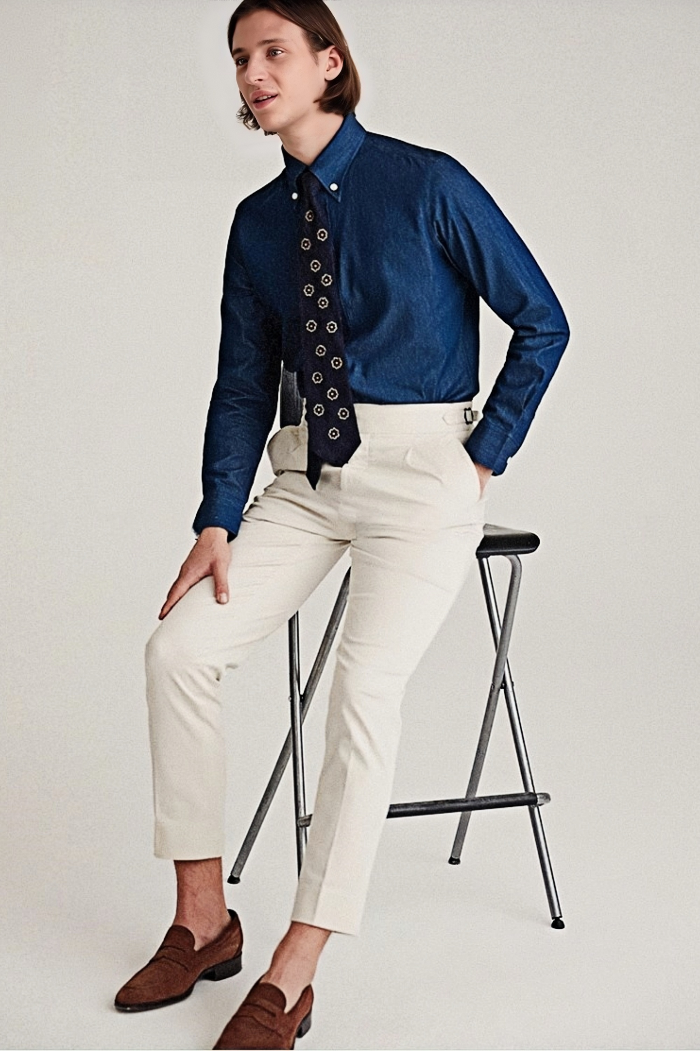 Léon navy-blue denim shirt